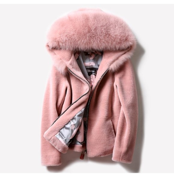 Real fox Fur Collar Wool Jacket S NTW - Picture 5 of 9